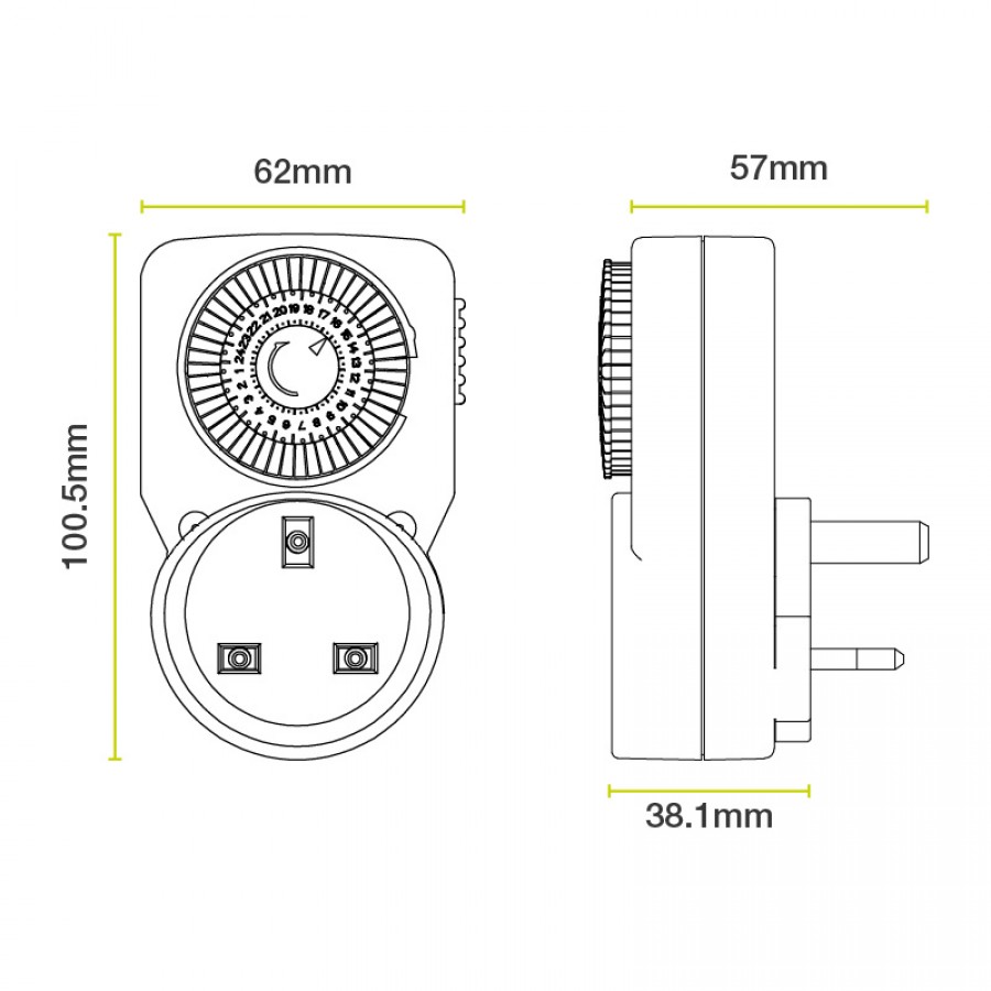 Masterplug TMS24 Mechanical Plug-In & Plug-Through Timer - Screwfix