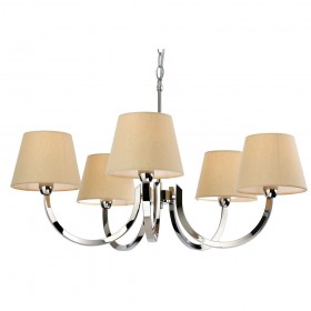 Firstlight Fairmont 5 Light Fitting Polished S/Stl with Cream Linen Shade