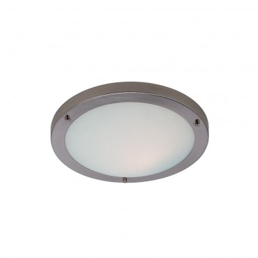 Firstlight Rondo Flush Fitting Brushed Steel with Opal Glass