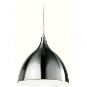 Firstlight Cafe Pendant - Low Energy Brushed Steel with White Inside