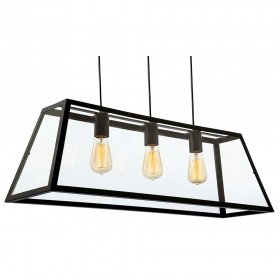 Firstlight Kew 3 Light Pendant Black with Clear Glass