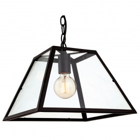 Firstlight Kew 1 Light Pendant Black with Clear Glass