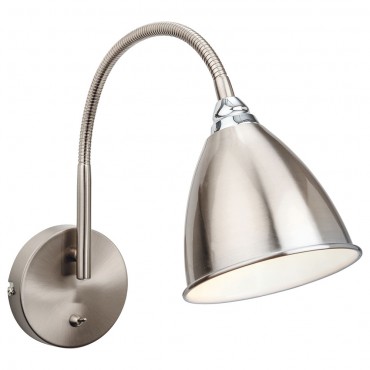Firstlight Bari Wall Light (Switched) Brushed Steel with Chrome