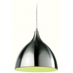 Firstlight Cafe Pendant Brushed Steel with Green Inside