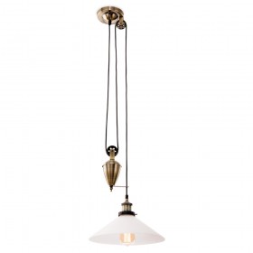 Firstlight 5903AB Empire Rise & Fall Pendant Antique Brass with Opal Glass