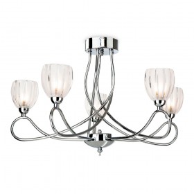 Firstlight 5919CH Grove 5 Light Flush Fitting Chrome with Clear/Frosted Decorative Glass