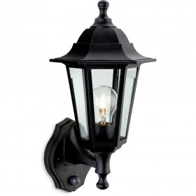 Firstlight Malmo Lantern - Uplight with PIR Black Resin