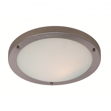Firstlight Rondo LED Flush Fitting Brushed Steel with Opal Glass