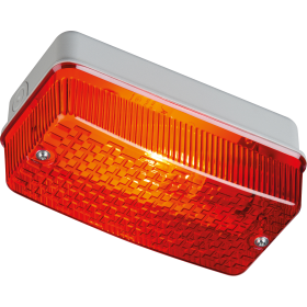 Knightsbridge IP65 100W E27 Bulkhead Red Prismatic Diffuser & Aluminium Base