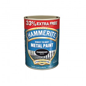 Hammerite Direct to Rust Hammered Finish Metal Paint Black 750ml + 33%