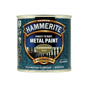 Hammerite Direct to Rust Hammered Finish Metal Paint Gold 250ml