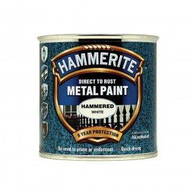 Hammerite Direct to Rust Hammered Finish Metal Paint White 250ml