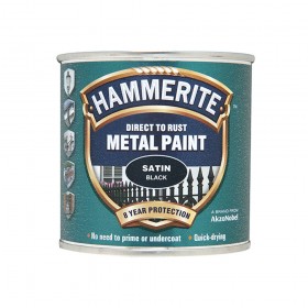 Hammerite Direct to Rust Satin Finish Metal Paint Black 250ml