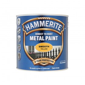 Hammerite Direct to Rust Smooth Finish Metal Paint Yellow 2.5 Litre