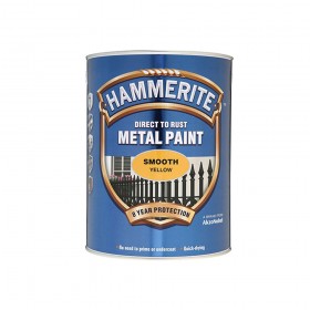 Hammerite Direct to Rust Smooth Finish Metal Paint Yellow 5 Litre
