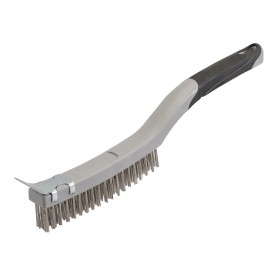 Silverline Stainless Steel Wire Brush with Scraper 3 Row