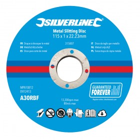 Silverline Metal Slitting Discs 10pk 115 x 1 x 22.23mm - 315807