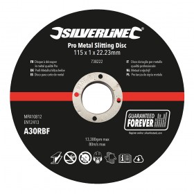 Silverline Pro Metal Slitting Disc 10pk 115 x 1 x 22.23mm - 738222
