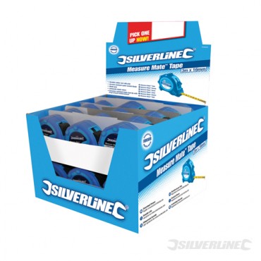 Silverline Measure Mate Tape Display Box 24pcs 8m x 25mm – 675126