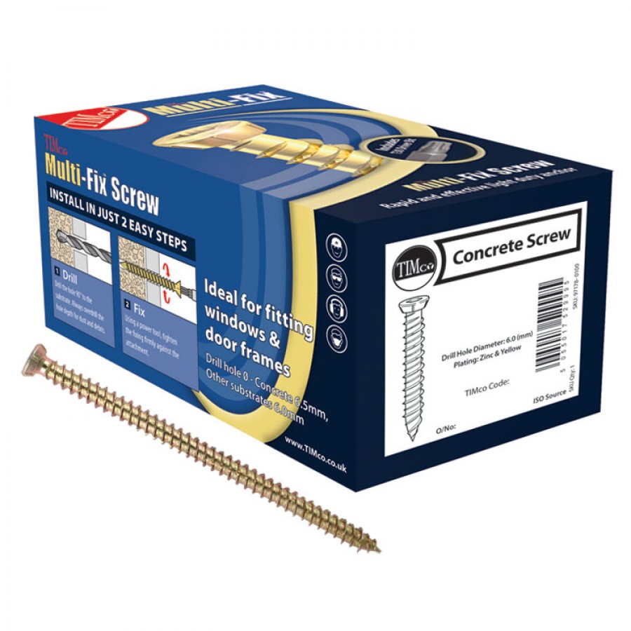 7.5 x 200mm Timco MultiFix Direct Frame Concrete Screw (Box 100