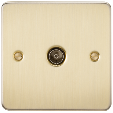 Knightsbridge FP0100BB Flat Plate 1G TV Outlet (Non-Isolated) - Brushed Brass