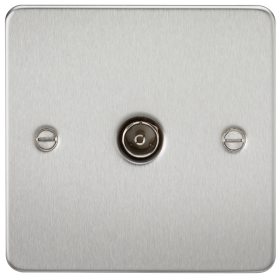 Knightsbridge FP0100BC Flat Plate 1G TV Outlet (Non-Isolated) - Brushed Chrome