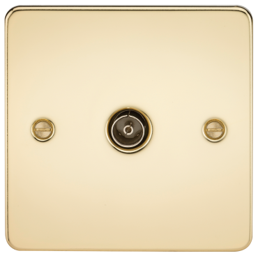 Knightsbridge FP0100PB Flat Plate 1G TV Outlet (Non-Isolated) - Polished Brass