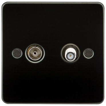 Knightsbridge FP0140GM Flat Plate TV & Sat TV Outlet (Isolated) - Gunmetal
