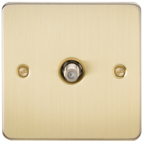 Knightsbridge FP0150BB Flat Plate 1G Sat TV Outlet (Non-Isolated) - Brushed Brass