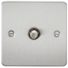Knightsbridge FP0150BC Flat Plate 1G Sat TV Outlet (Non-Isolated) - Brushed Chrome