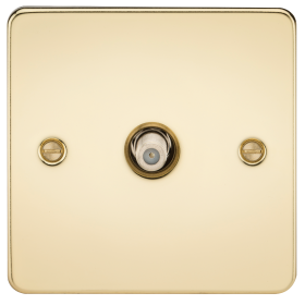 Knightsbridge FP0150PB Flat Plate 1G Sat TV Outlet (Non-Isolated) - Polished Brass
