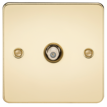 Knightsbridge FP0150PB Flat Plate 1G Sat TV Outlet (Non-Isolated) - Polished Brass