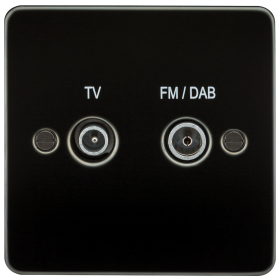 Knightsbridge FP0160GM Flat Plate Screened Diplex Outlet (TV & FM DAB) - Gunmetal