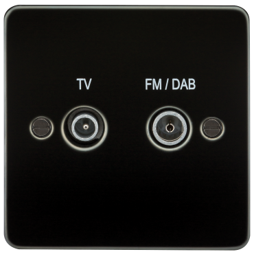 Knightsbridge FP0160GM Flat Plate Screened Diplex Outlet (TV & FM DAB) - Gunmetal