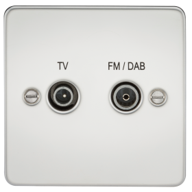 Knightsbridge FP0160PC Flat Plate Screened Diplex Outlet (TV & FM DAB) - Polished Chrome