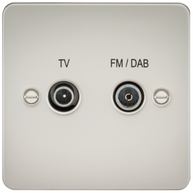 Knightsbridge FP0160PL Flat Plate Screened Diplex Outlet (TV & FM DAB) - Pearl