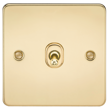 Knightsbridge FP1TOGPB Flat Plate 10A 1G 2 Way Toggle Switch - Polished Brass