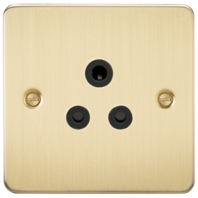 Knightsbridge FP5ABB Flat Plate 5A Unswitched Socket - Brushed Brass With Black Insert