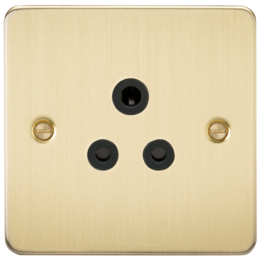 Knightsbridge FP5ABB Flat Plate 5A Unswitched Socket - Brushed Brass With Black Insert