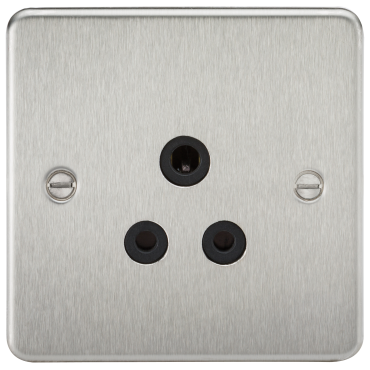 Knightsbridge FP5ABC Flat Plate 5A Unswitched Socket - Brushed Chrome With Black Insert