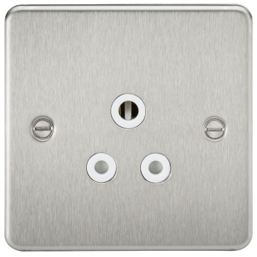 Knightsbridge FP5ABCW Flat Plate 5A Unswitched Socket - Brushed Chrome With White Insert