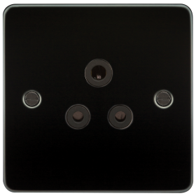 Knightsbridge FP5AGM Flat Plate 5A Unswitched Socket - Gunmetal With Black Insert