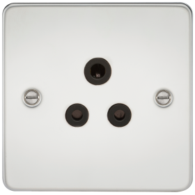 Knightsbridge FP5APC Flat Plate 5A Unswitched Socket - Polished Chrome With Black Insert