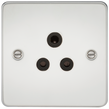 Knightsbridge FP5APC Flat Plate 5A Unswitched Socket - Polished Chrome With Black Insert