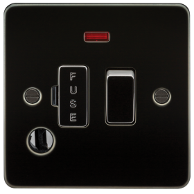 Knightsbridge FP6300FGM Flat Plate 13A Switched Fused Spur Unit With Neon & Flex Outlet - Gunmetal