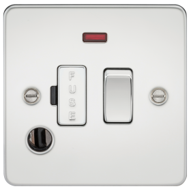 Knightsbridge FP6300FPC Flat Plate 13A Switched Fused Spur Unit With Neon & Flex Outlet - Polished Chrome