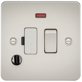 Knightsbridge FP6300FPL Flat Plate 13A Switched Fused Spur Unit With Neon & Flex Outlet - Pearl