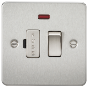 Knightsbridge FP6300NBC Flat Plate 13A Switched Fused Spur Unit With Neon - Brushed Chrome
