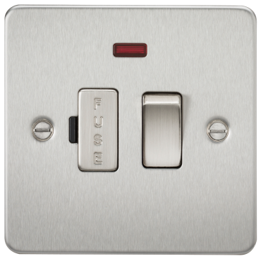Knightsbridge FP6300NBC Flat Plate 13A Switched Fused Spur Unit With Neon - Brushed Chrome