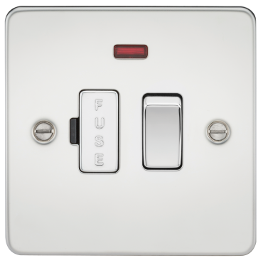 Knightsbridge FP6300NPC Flat Plate 13A Switched Fused Spur Unit With Neon - Polished Chrome